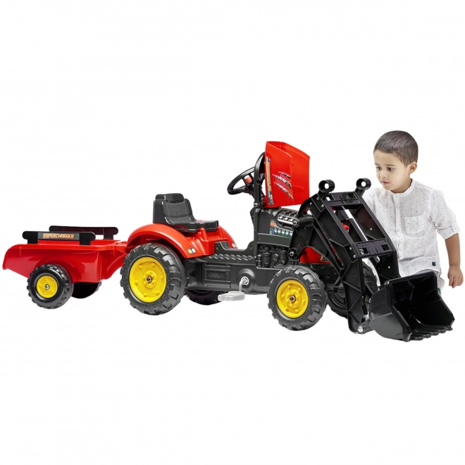 FALK Traktor Trettraktor 2030M Roter Supercharger Pedallader mit Anhänger