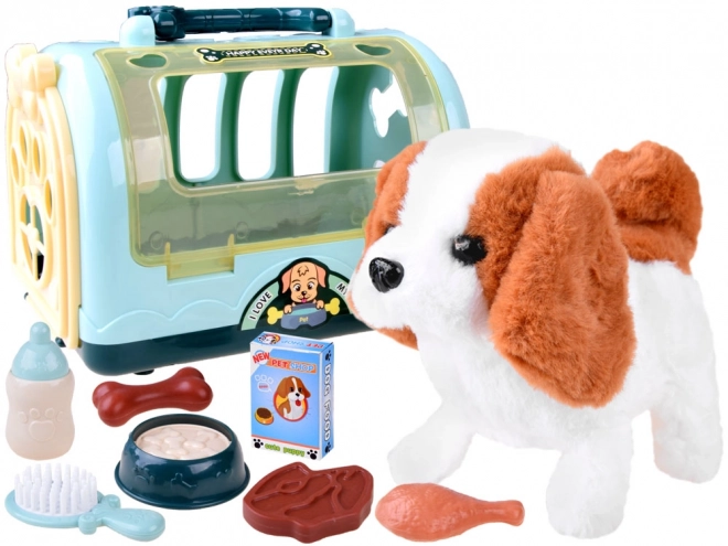 Interaktiver Beagle Plüschhund mit Futter und Transporter