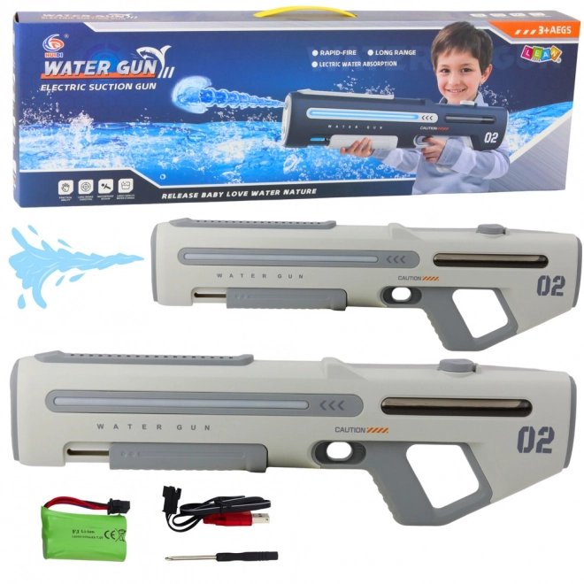 Elektrische automatische Wasserpistole grau-weiß 62 cm