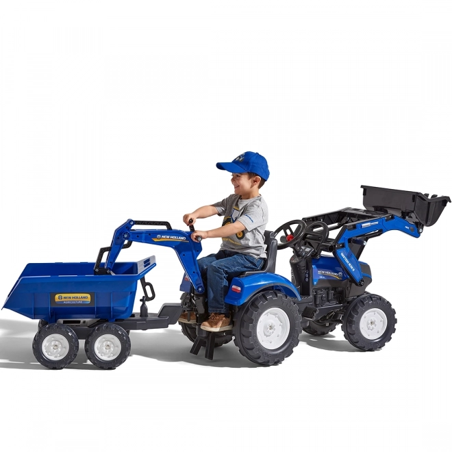 New Holland Traktor mit Anhänger, blau für Kinder ab 3 Jahren