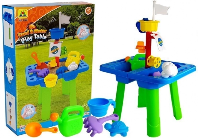 Ständer Sandbox Set mit Förmchen und Gießkanne