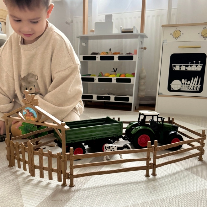 Mini Bauernhof Traktor mit Tieren und Werkzeugen von Woopie