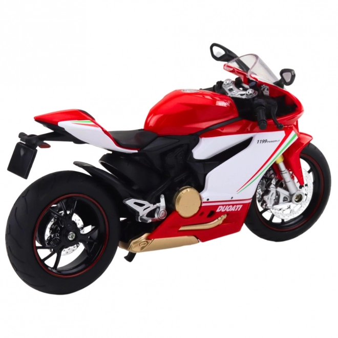 Metall-Sportmotorrad rot-weiß mit Effekten 1:12