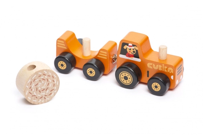 Traktor mit Anhänger - Holzpuzzle mit Magnet