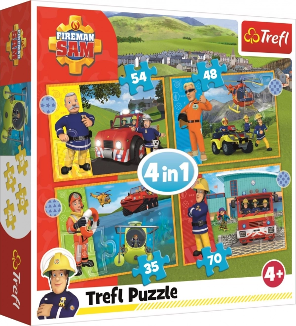 TREFL Puzzle Feuerwehrmann Sam 4-in-1 Set