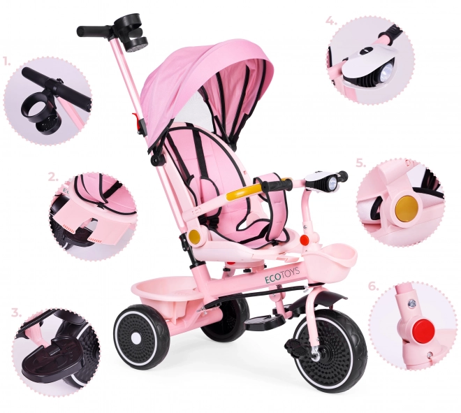 2-in-1 Dreirad Kinderwagen ECOTOYS