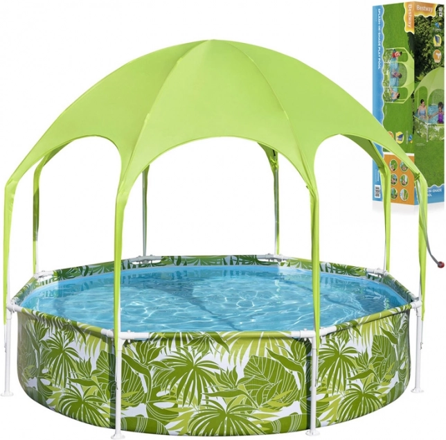 Bestway Gartenpool mit Rahmen 244 × 51 cm mit Überdachung SPLASH-IN-SHADE
