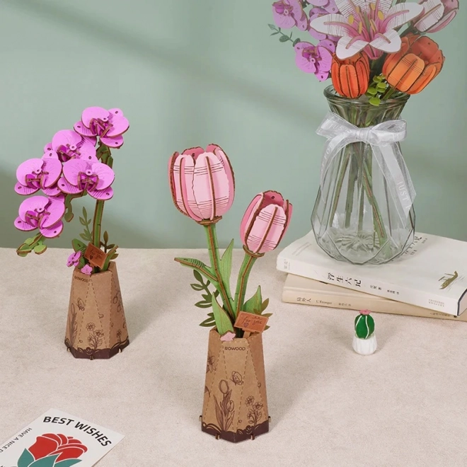 3D Holzblume Lila Orchidee
