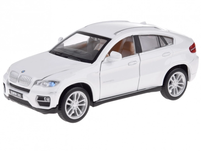 Metallauto BMW X6 Modell 1:32 Weißer SUV mit Licht und Sound