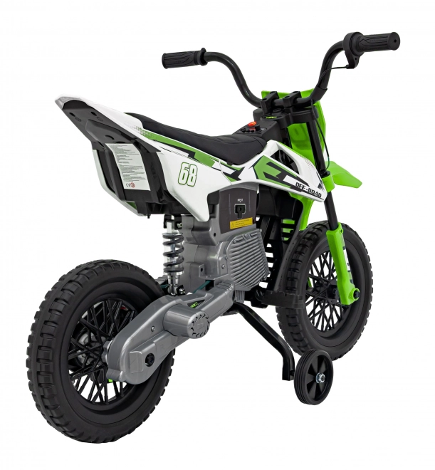 Grünes Kinder-Motorrad mit Batterie, Audiopanel und EVA-Rädern