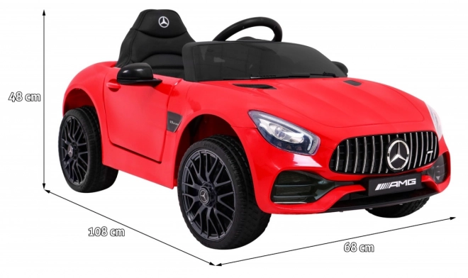 Mercedes Benz GT Batterie für Kinder Rot + Fernbedienung + langsamer Start + MP3 LED