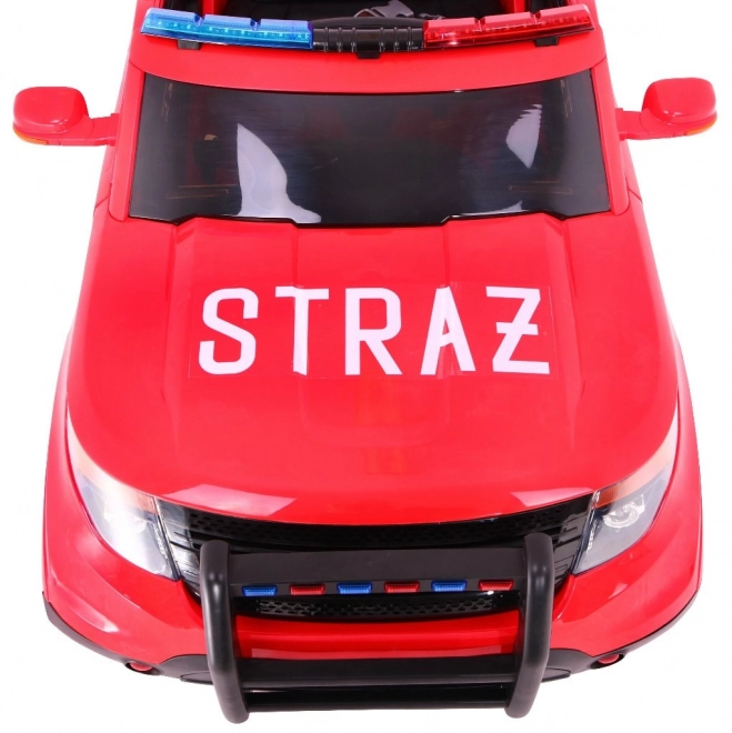 Kinder Feuerwehr SUV Batterie betrieben + Sirenen + Lichter + Megafon + Fernsteuerung + langsamer Start + Aufkleber