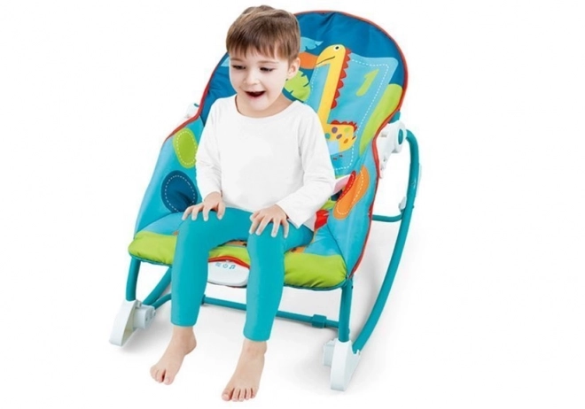 2-in-1 Baby Wippe und Hochstuhl Blau mit Dinosaurier