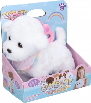 Gehender Plüschhund mit Kabel-Fernbedienung 22 cm