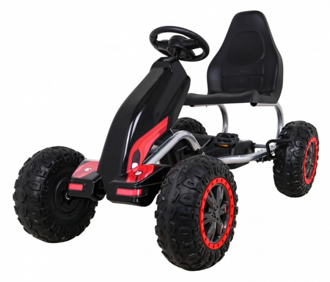 Großes starkes Tretkart für Kinder Schwarz + 100 kg Tragkraft + EVA Räder + Handbremse + Sportsitz