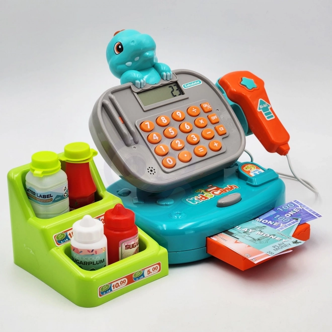 Kasse mit Regal Dino Blau