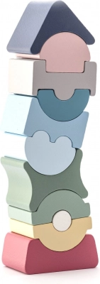 Cubika Pastell-Balancierturm – Holzpuzzle mit 11 Teilen