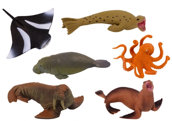 Figuren-Set Meerestiere – Walross, Seehund, Oktopus, Seekuh und Rochen (6-tlg.)