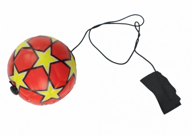 Fußball PU mit Jojo-Gummizug 6 cm Rot Sterne