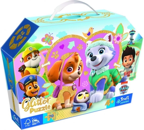 Glitzerpuzzle 70 Teile im Koffer: Niedliche Skye und Everest