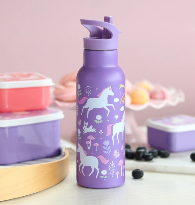 A Little Lovely Company Trinkflasche aus Edelstahl 500 ml – Einhörner und Regenbögen