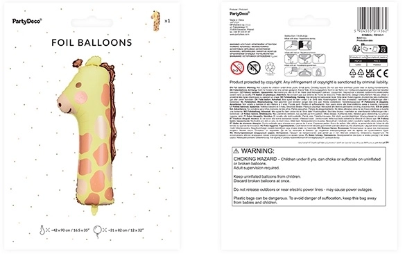 Folienballon Zahl 1 Giraffe