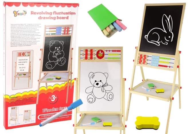 Zweiseitige Holztafel Magnetisch und Kreidetafel mit Zubehör