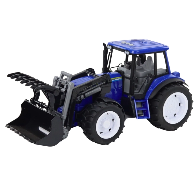 Kindlicher Traktor mit beweglicher Schaufel blau