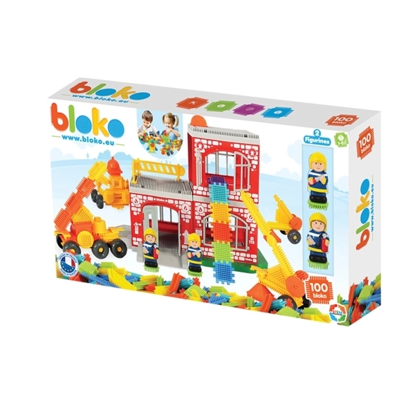 Kreatives Baukasten-Set Pin Bricks Feuerwehrstation 100 Stk + 2 Figuren