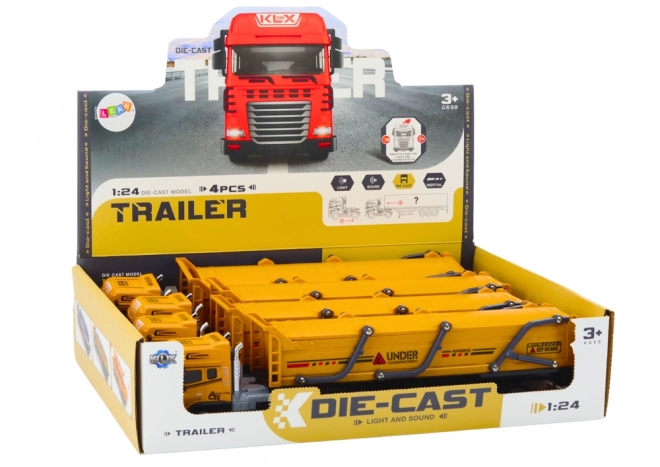 Gelber Kinder-Transporter-Truck mit Anhänger 1:24