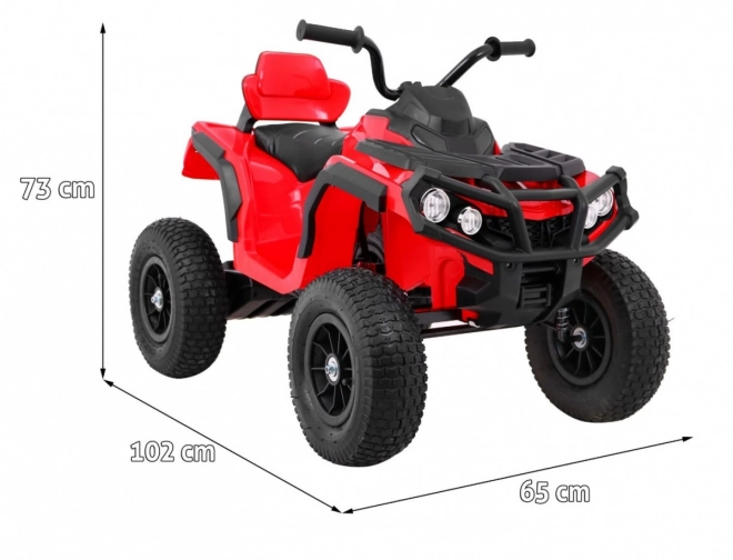 Kinderbatterie-Quad Rot + aufblasbare Räder + MP3-Radio + langsamer Start