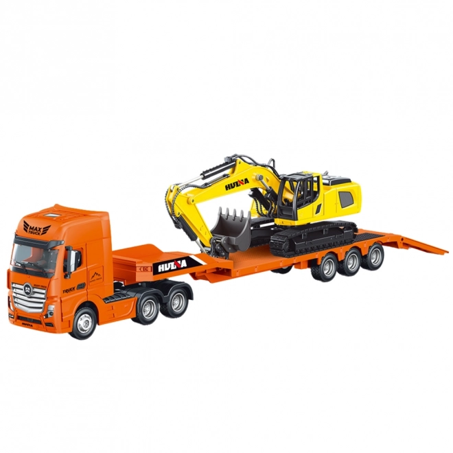Lkw mit Anhänger und Bagger Metal Huina 1:50