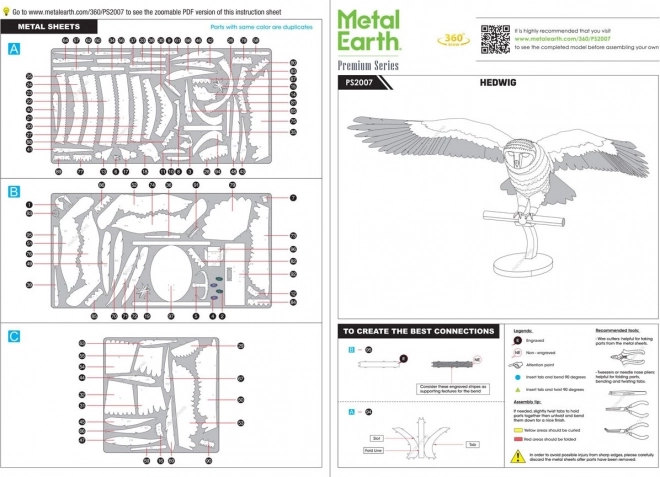 3D Puzzle Metall Bausatz: Harry Potter Hedwig