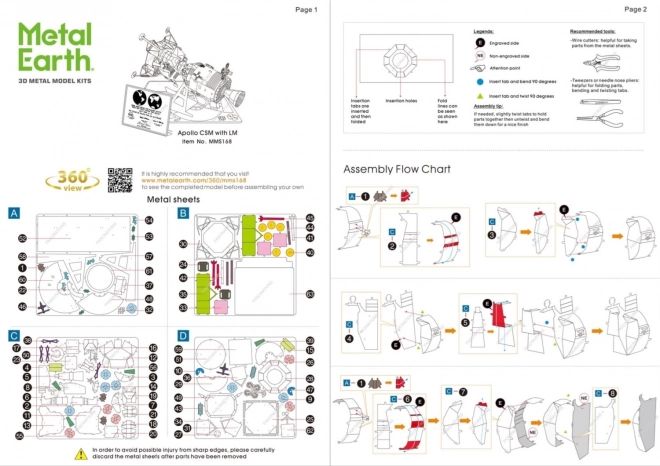 Metal Earth 3D Puzzle Apollo CSM mit Mondmodul