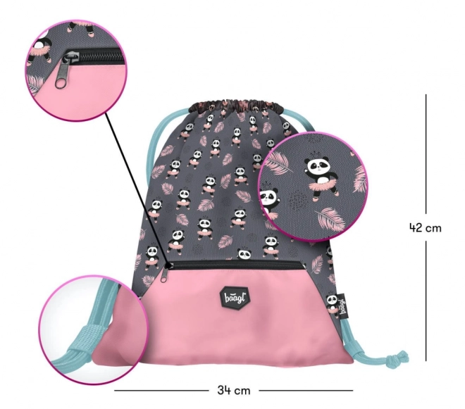 Baagl Schulrucksack Set mit Panda-Motiv