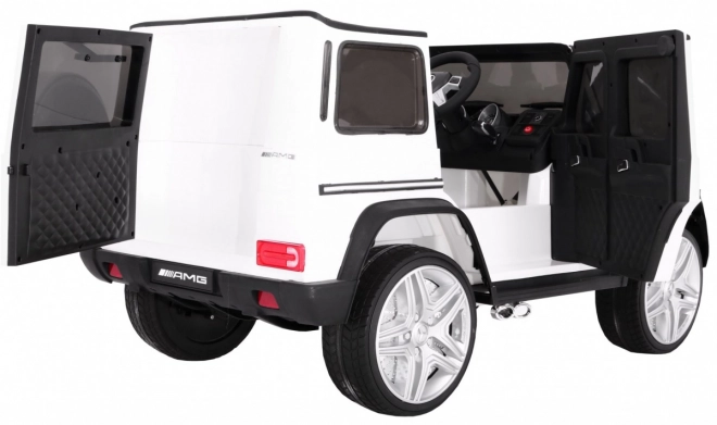 Autobatterie Mercedes AMG G65 für Kinder Weiß + Lackiert + Kofferraum + Lichter Geräusche