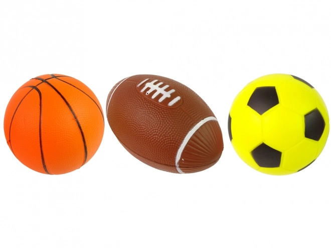 Set aus weichen Sportbällen 3-in-1: Fußball, Basketball