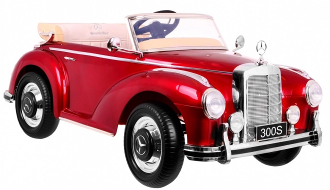 Mercedes Benz 300S Retro für Kinder roter Lack + Fernbedienung + EVA + langsamer Start + LED MP3