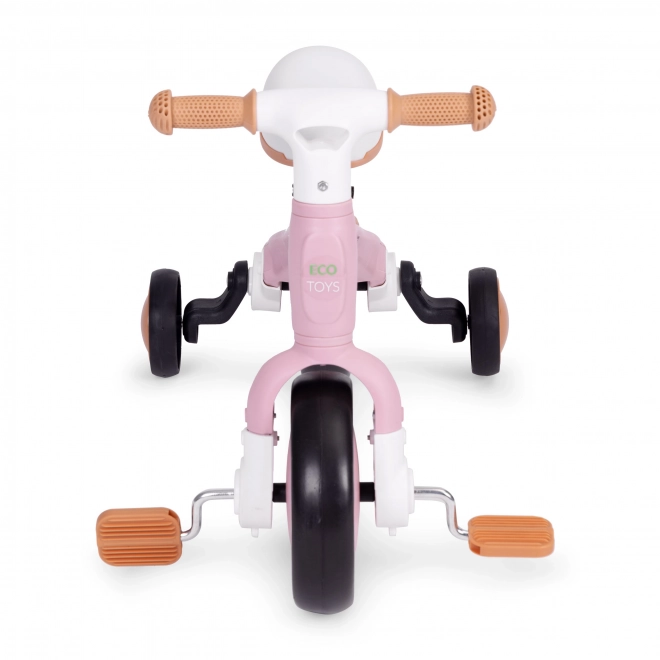 Kinderrad mit Pedalen und Stützrädern 3in1 Pink