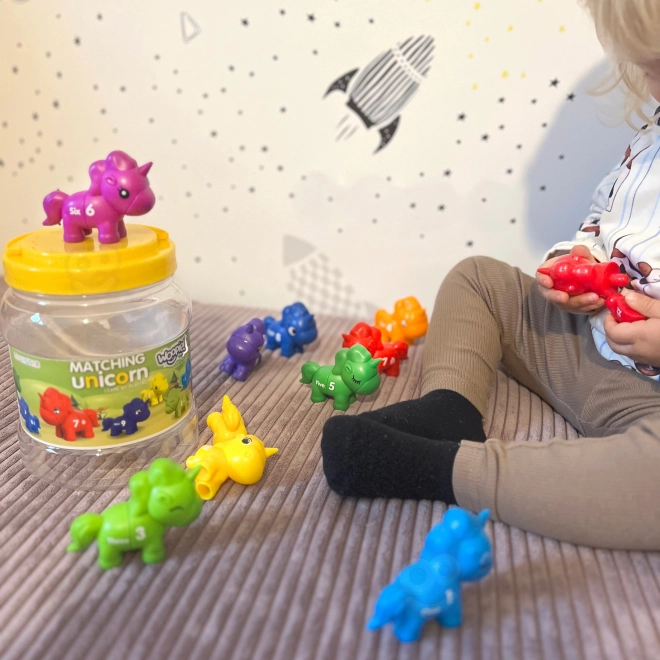 Lernspiel Einhorn Zahlen und Farben Montessori Set