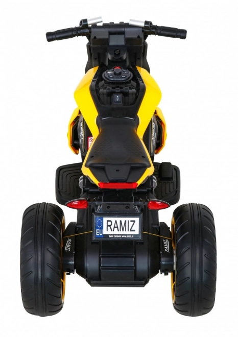 Zukünftiges Kinder-Motorrad auf Batterie Gelb + Audiopanel + Langsamer Start + EVA Räder