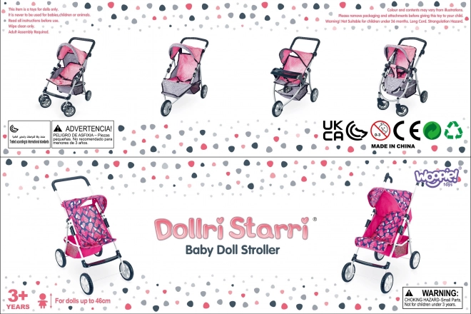 Woopie königlicher Puppenwagen mit einstellbarem Sitz und 4 Rädern