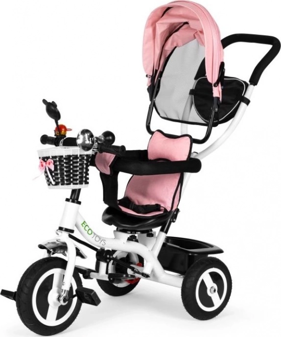 Tricycle mit drehbarem Verdeck und langlebigen Gummireifen in Pink