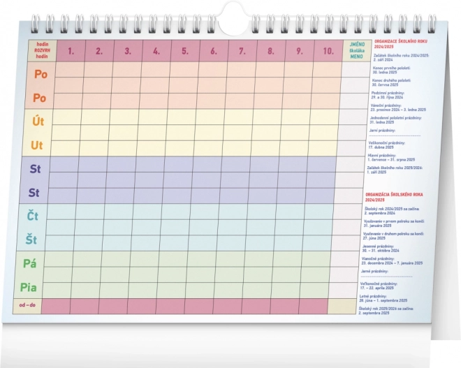 Schulplaner Wandkalender 2025 mit Haken