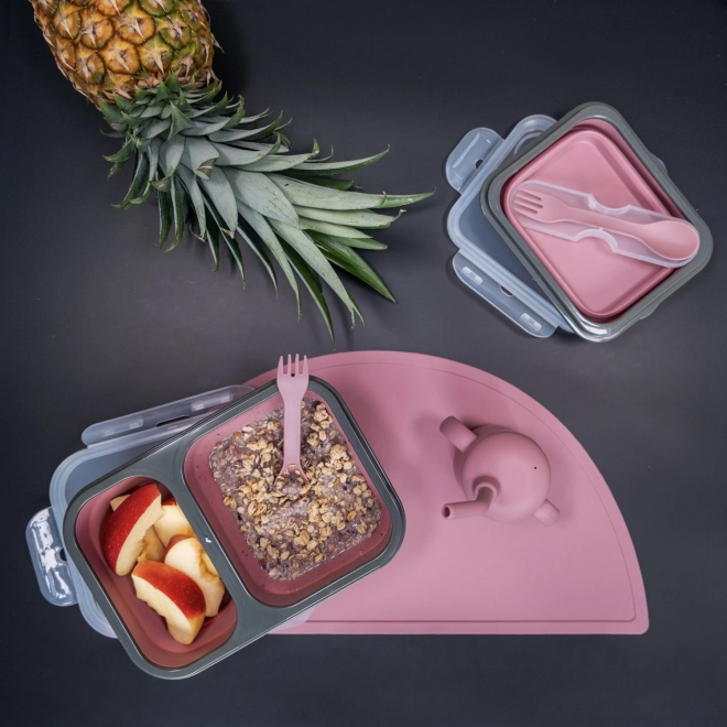 Silikon-Snack-Box mit Besteck, Klein, Dove Grey