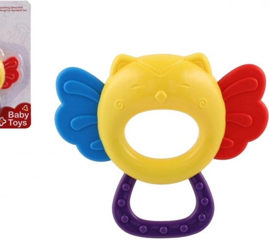 Rassel und Beißring Eule für Babys