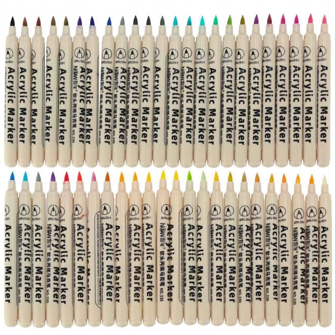 Wasserfeste Acrylmarker für Stoffe und Steine, Set mit 48 Stück