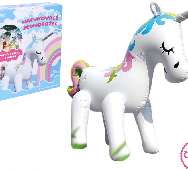 Aufblasbares Einhorn mit Wassersprühfunktion 220 × 160 × 80 cm – tschechische Verpackung