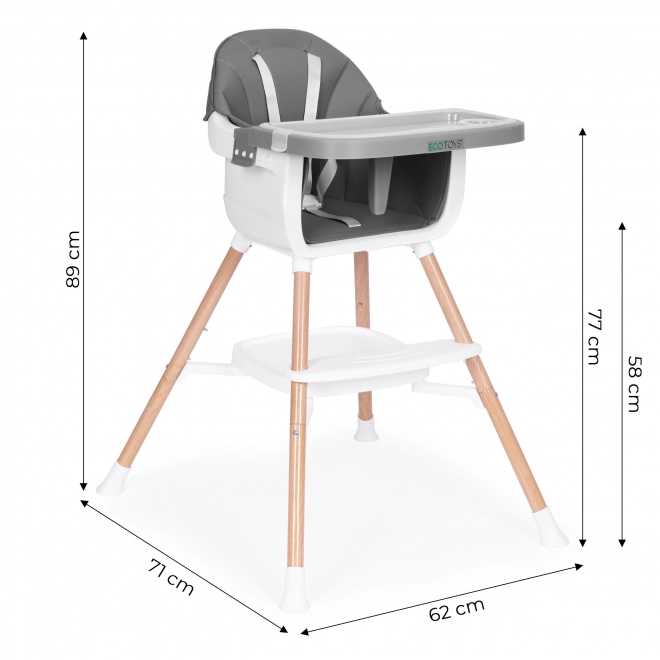 2-in-1 Kinderhochstuhl Grau von ECOTOYS