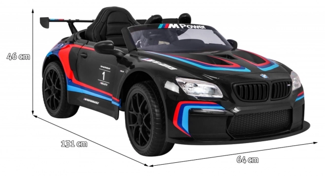 BMW M6 GT3 Spielzeugauto auf Batterie für Kinder schwarz + Belüftung + MP3-Sounds Lichter + Fernbedienung